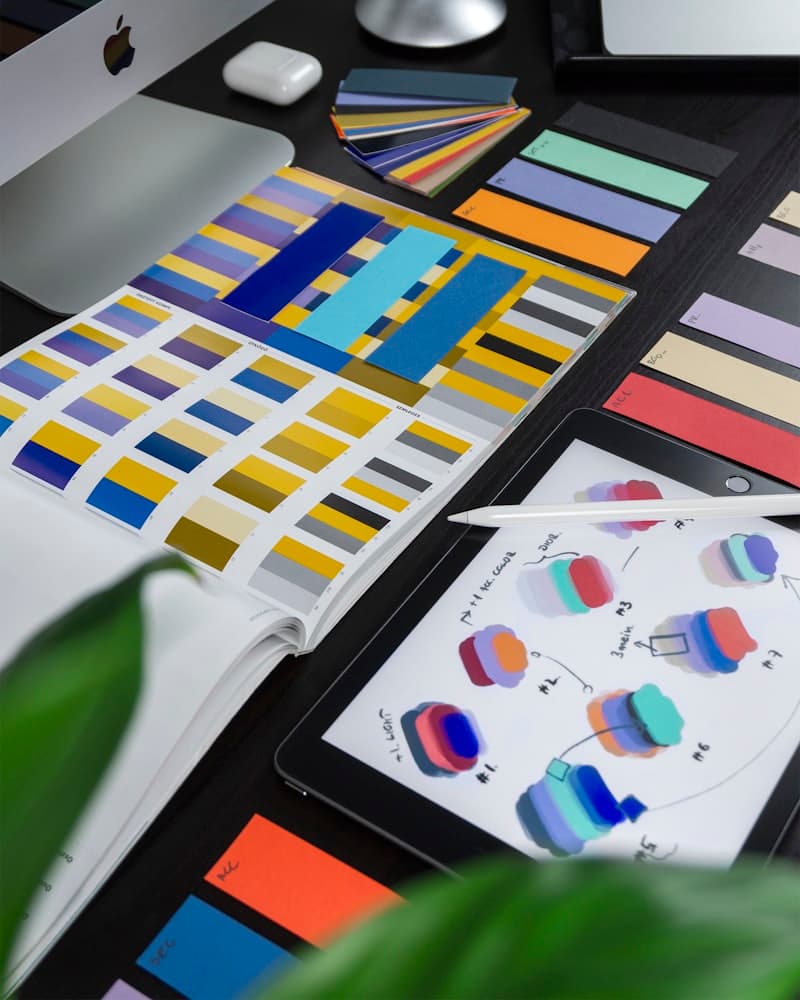 Design system interface with UI components and color tokens